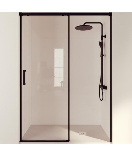 ➤ Mampara de ducha corredera en negro mate oferta 【 Modelo Treban】
