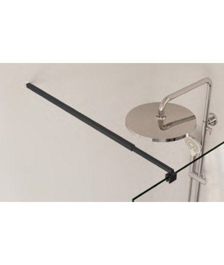 Mampara de baño fija en negromate Rimini | 8 mm con anti-cal
