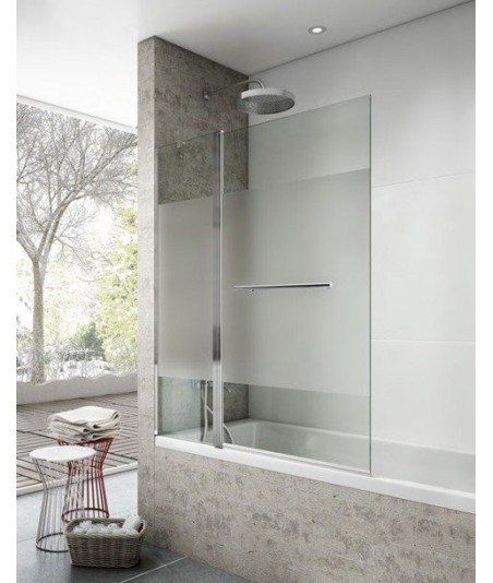 Mampara de bañera 1 fijo + 1 abatible ✅ con tirador toallero