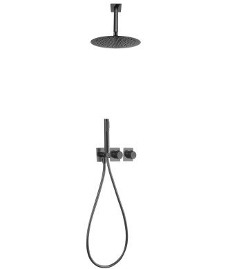 Ducha black gun metal termostática empotrada techo Nepal imex