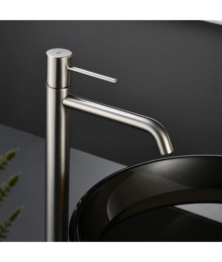 Grifo caño alto de lavabo níquel cepillado Monza imex