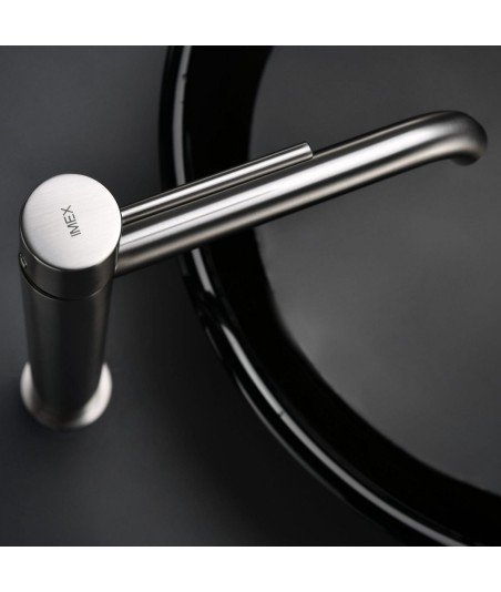 Grifo caño alto de lavabo níquel cepillado Monza imex