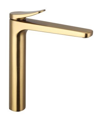 Grifo alto de lavabo oro cepillado Clio IO