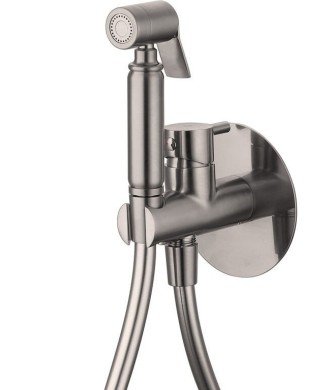 Grifo níquel cepillado de bidé empotrado higiénico Round IO