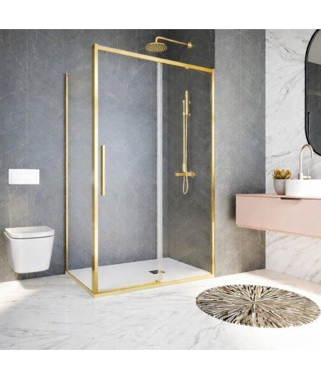 Mampara de ducha rectangular corredera en negro Salma | Profiltek