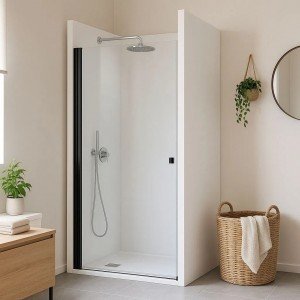 Mampara de ducha negra con...