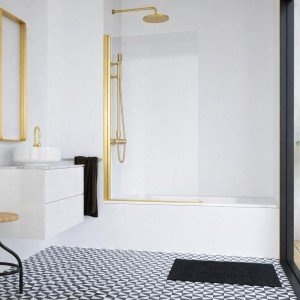 Mampara de bañera en oro...