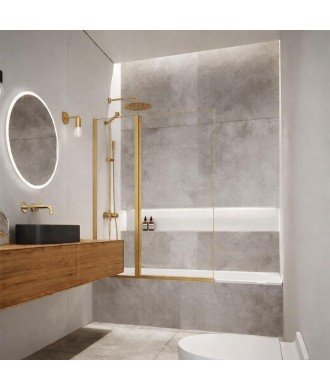 Mampara de bañera un fijo más un abatible oro cepillado Hada plus