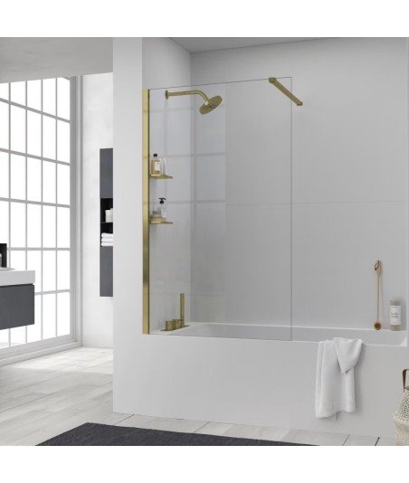 Mampara fija de bañera en oro cepillado| Busan Doccia ST