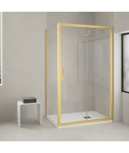 Mampara de ducha rectangular corredera Abu Dabi | Con perfil en color oro cepillado