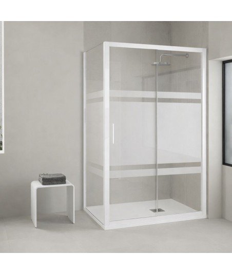 Mampara de ducha rectangular corredera Abu Dabi | Blanco mate