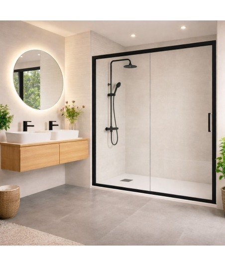 Mampara de ducha Emma Top negro mate | Diseño moderno y elegante