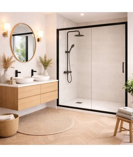 Mampara de ducha Emma Top negro mate | Diseño moderno y elegante