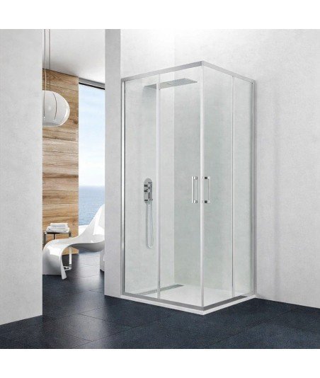 Mampara angular ducha 2 Fijos y 2 correderas | Prestige Titan GME