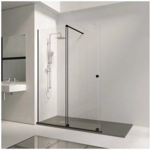 Mampara de ducha negra fijo...