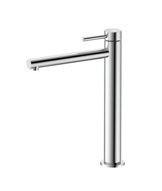 Grifo de caño alto acero inox y acabado en plata MIOX IO