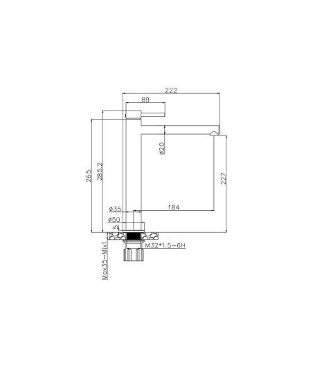 Grifo de caño alto acero inox y acabado en cobre cepillado MIOX IO