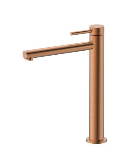 Grifo de caño alto acero inox y acabado en cobre cepillado MIOX IO