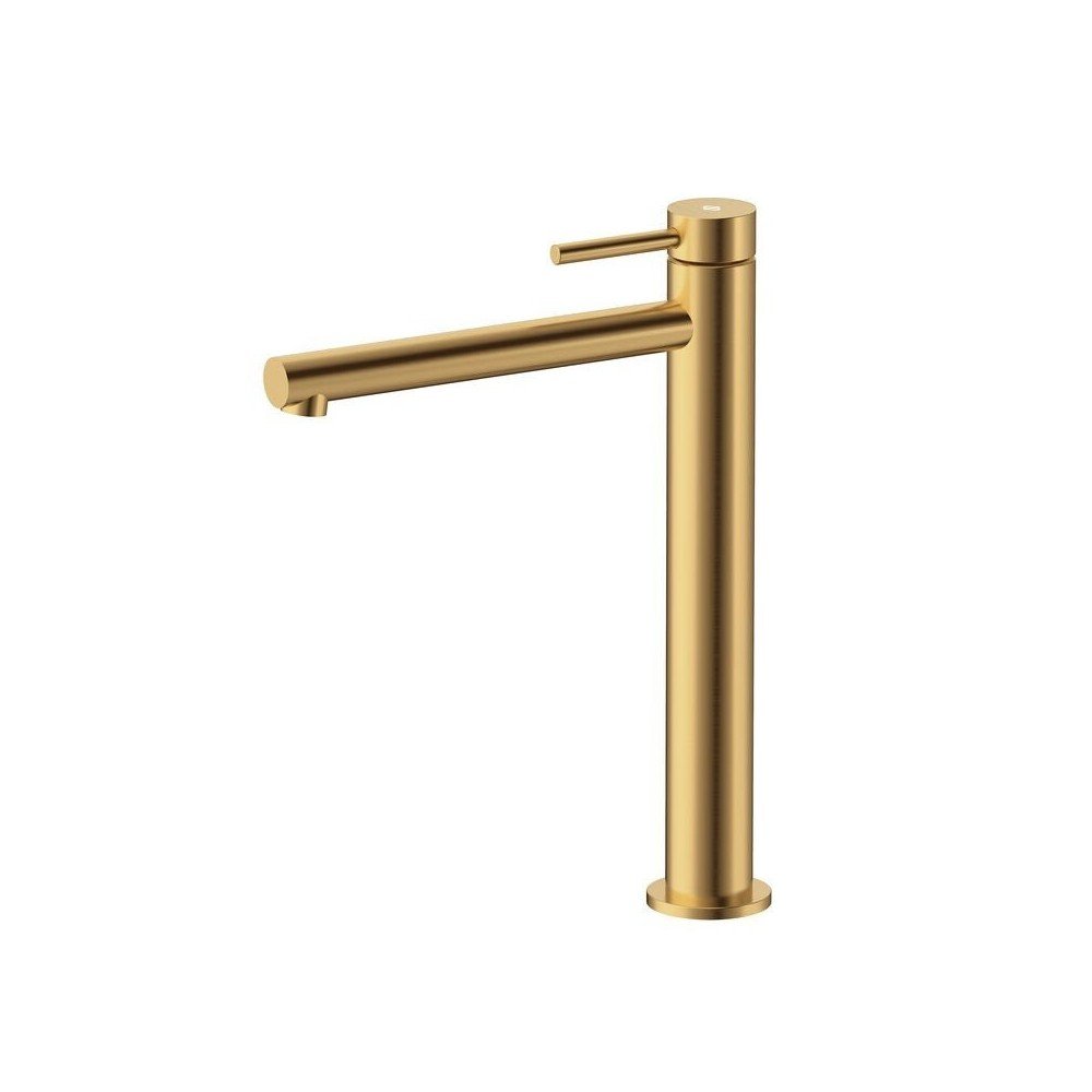 Grifo de caño alto acero inox y acabado oro cepillado MIOX IO