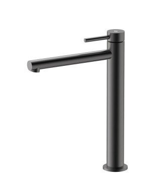 Grifo de caño alto acero inox y acabado titanio MIOX IO