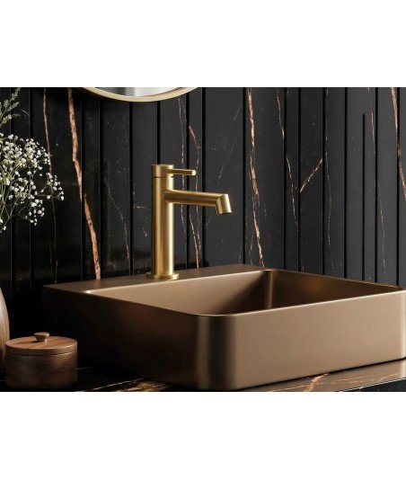 Grifo de lavabo acero inox y acabado oro cepillado Persio IO