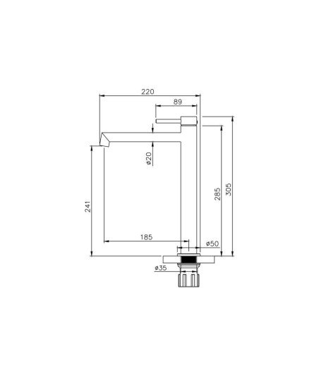 Grifo de caño alto acero inox y acabado en plata Persio IO