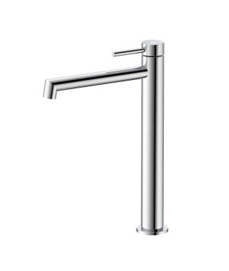 Grifo de caño alto acero inox y acabado en plata Persio IO