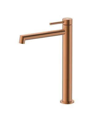 Grifo de caño alto acero inox y acabado en cobre cepillado Persio IO