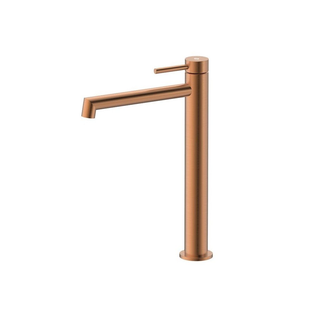 Grifo de caño alto acero inox y acabado en cobre cepillado Persio IO