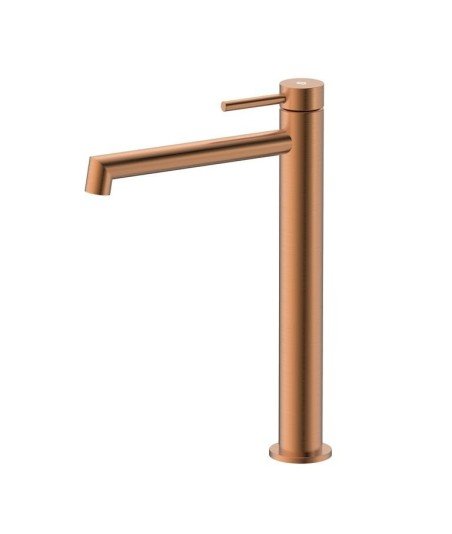 Grifo de caño alto acero inox y acabado en cobre cepillado Persio IO