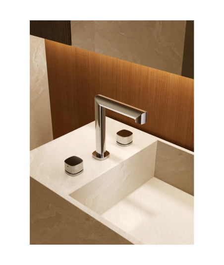 Lavabo Bimando Sobrencimera Caño Bajo Toscana níquel cepillado IMEX