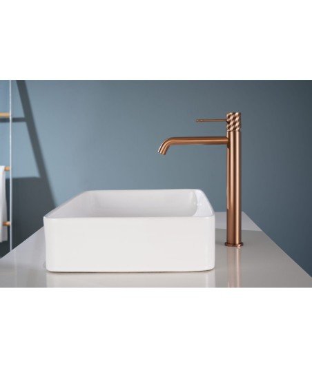Grifo de lavabo Alto Bless Oro Rosa Cepillado IMEX