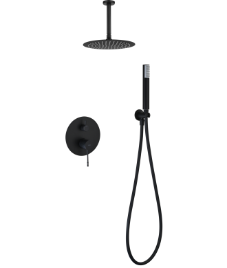 Ducha empotrada techo Palau Negro Mate IMEX
