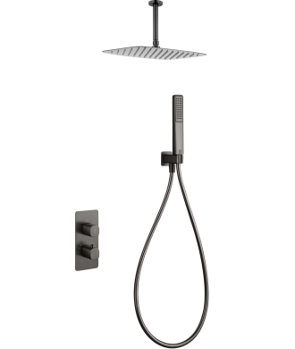 Ducha empotrada techo Termostático Empotrado Arezzo Black Gun Metal IMEX