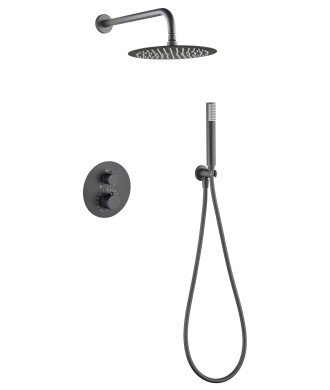 Ducha empotrada pared Termostático Empotrad Black Gun Metal IMEX