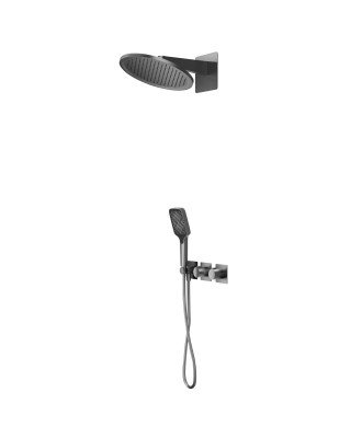 Ducha empotrada pared termostática Inari Black Gun Metal IMEX