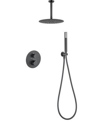 Ducha empotrada techo Termostátic Palau Black Gun Metal IMEX