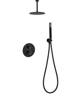 Ducha empotrada techo Termostática Palau Negro Mate IMEX