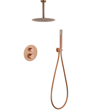 Ducha empotrada techo Termostática Palau oro rosa cepillado IMEX