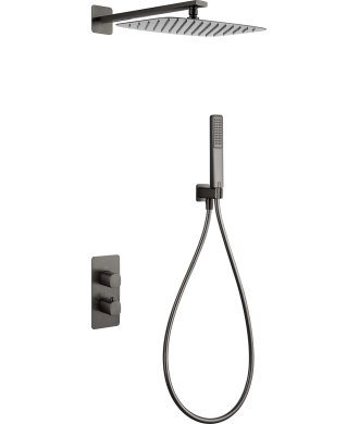 Ducha empotrada de pared termostática Toscana black gun metal IMEX
