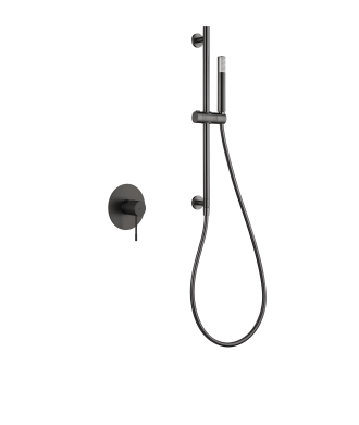 Set Grifo Empotrado 1 Vía Line Con Mango Black Gun Metal IMEX
