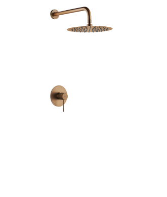 Set Grifo Empotrado 1 Vía Line Con Rociador oro rosa cepillado IMEX