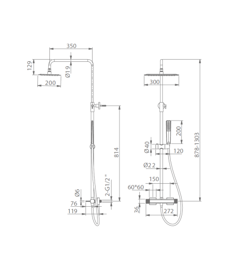 Columna de ducha Firenze Oro Cepillado IMEX