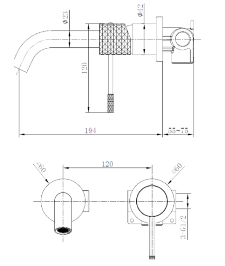 Grifo Empotrado de Lavabo Génova Níquel Cepillado IMEX