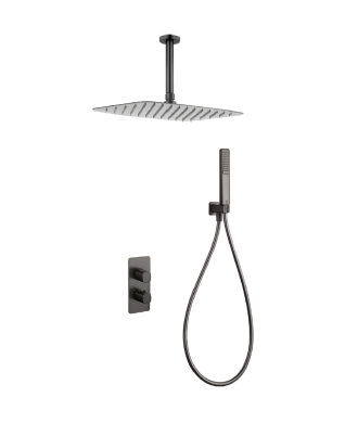 Ducha empotrada techo termostática Sassari black gun metal IMEX