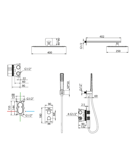 Set Grifo Empotrado 1 Vía Firenze Con Rociador IMEX