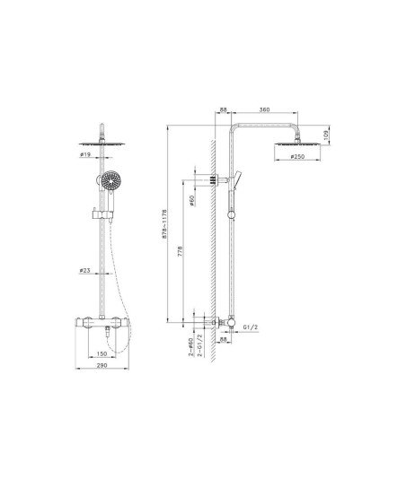 Columna termostática negra round elite IO - Ref.3097 GME