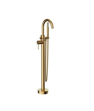 Grifo pie de bañera oro cepillado round IO