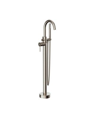 Grifo pie de bañera níquel cepillado round IO