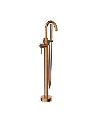 Grifo pie de bañera cobre cepillado round IO